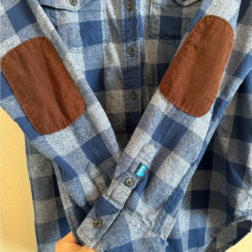 KAVU Billie Jean Shirt Long Sleeve Flannel Button Down Shirt Top Size L - Picture 6 of 13